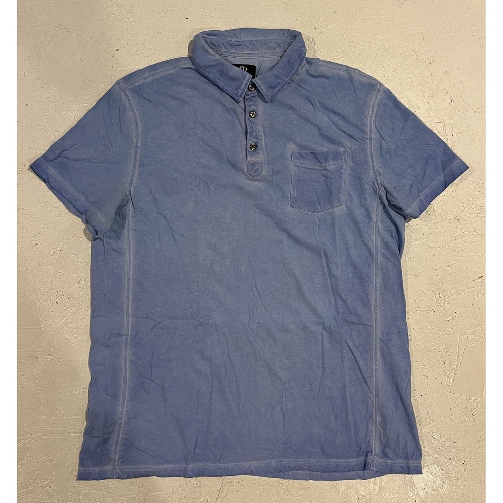 Rock & Republic Men's Polo Shirt Blue Pocket Short Sleeve XL Comfort Faded‎